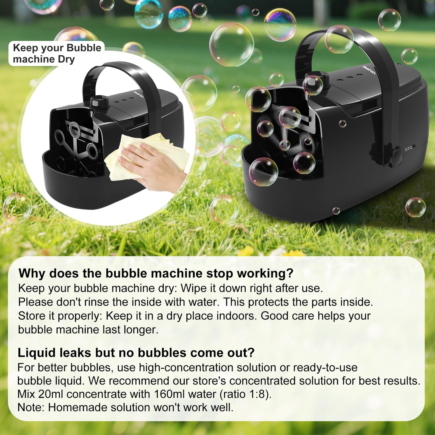 Zerhunt Bubble Machine – 18000+ Bubbles/Min, Indoor & Outdoor