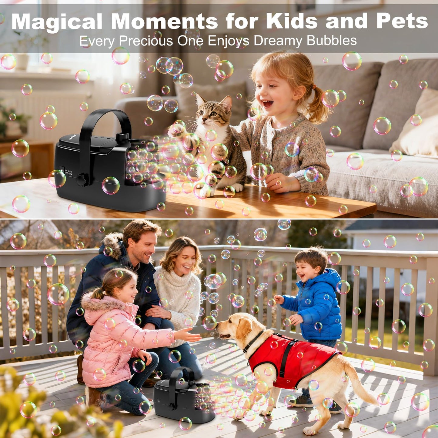 Zerhunt Bubble Machine – 18000+ Bubbles/Min, Indoor & Outdoor