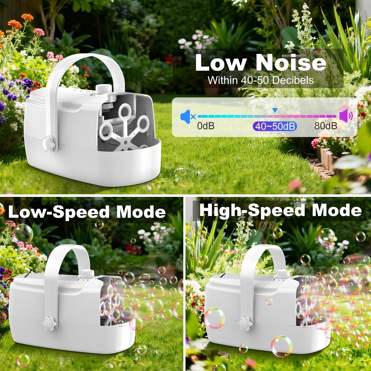 Zerhunt Bubble Machine: 18000+ Bubbles/Min, Dual Power, Safe Indoor/Outdoor Fun