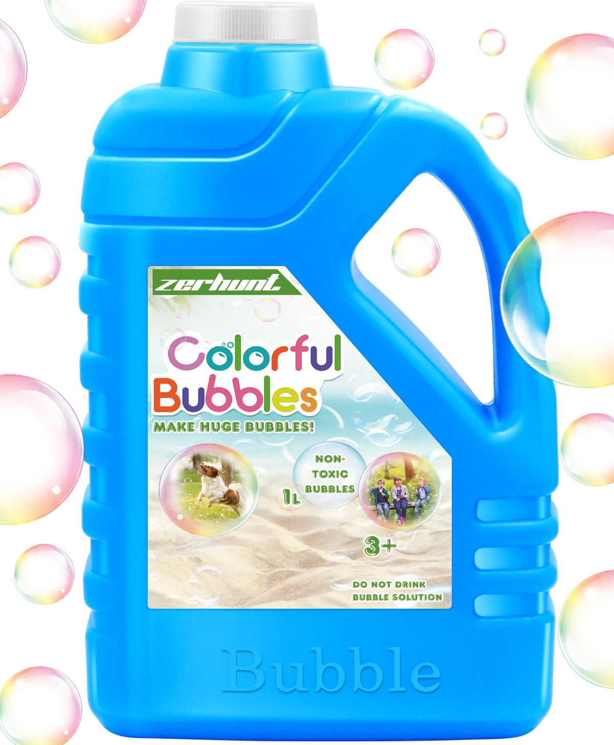 Zerhunt Bubble Solution Refill 33.8 oz | Safe, Eco-Friendly Bubble Liquid for Machines, Wands & Parties