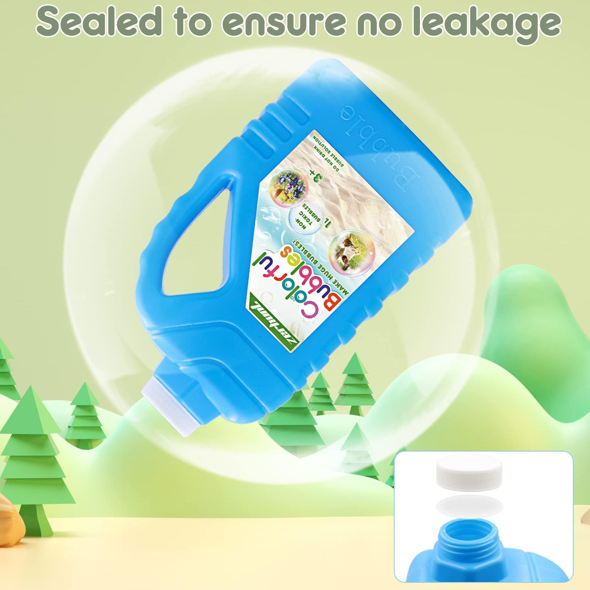 Zerhunt Bubble Solution Refill 33.8 oz | Safe, Eco-Friendly Bubble Liquid for Machines, Wands & Parties