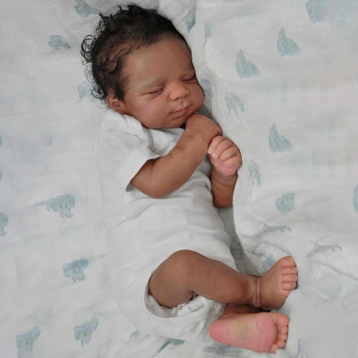 Zero Pam Black Reborn Baby Doll Boy – 18in Realistic Cloth-Body Doll