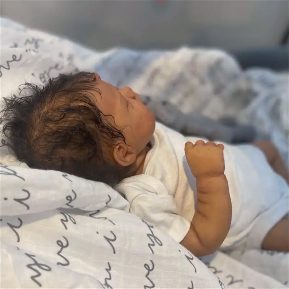 Zero Pam Black Reborn Baby Doll Boy – 18in Realistic Cloth-Body Doll