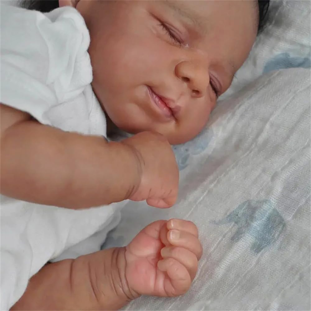 Zero Pam Black Reborn Baby Doll Boy – 18in Realistic Cloth-Body Doll