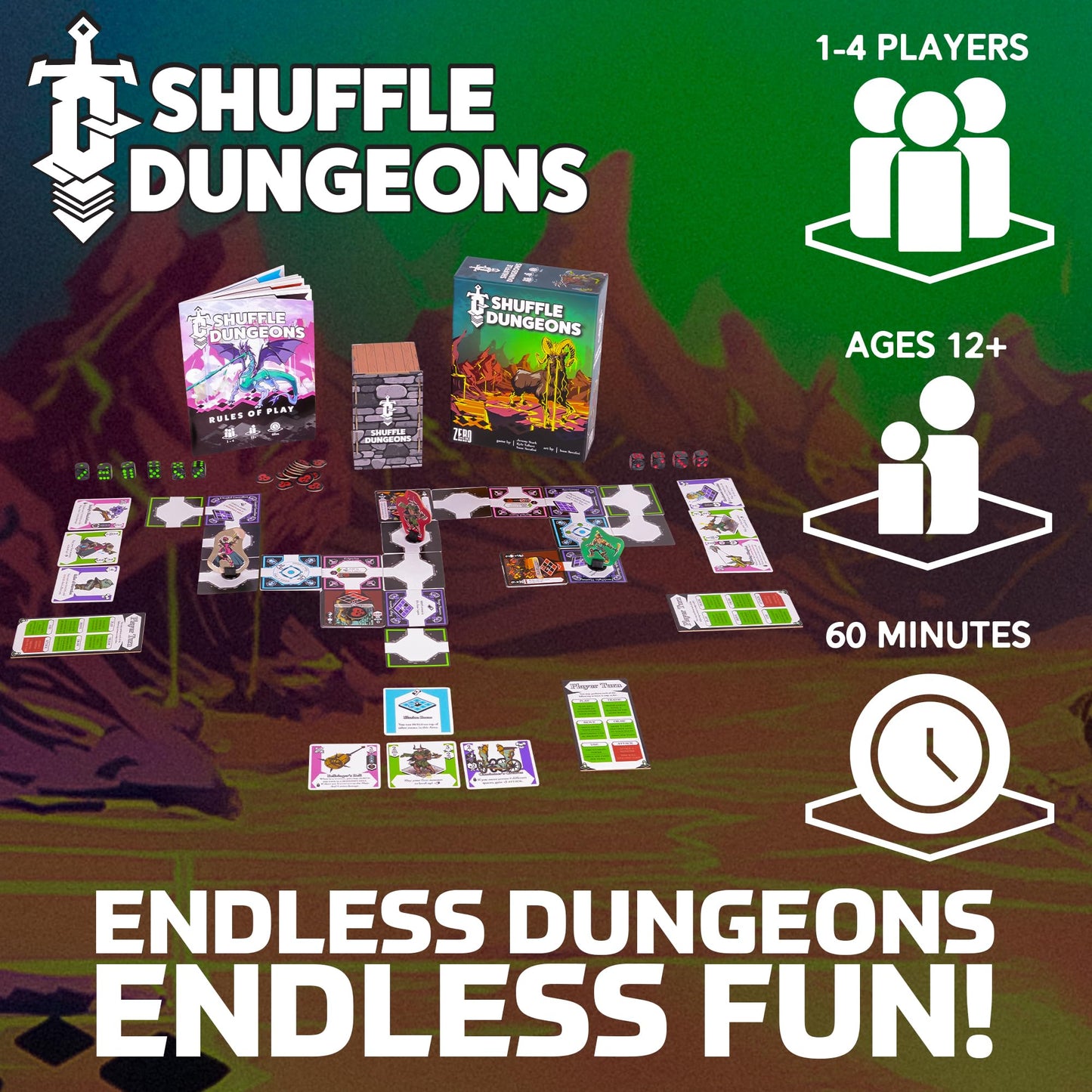Zero Strategy Games Shuffle Dungeons - Solo & Co-op Dungeon Crawler (1-4 Players)