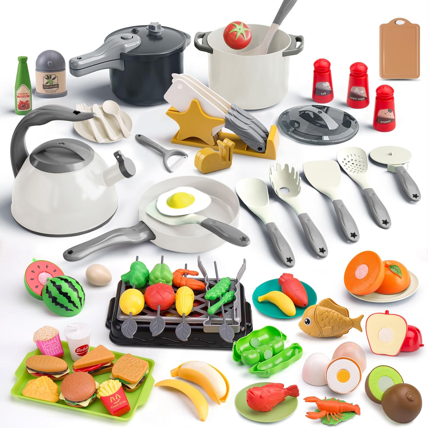 Zero Zoo 105Pcs Kids Kitchen Toy Set – Pretend Play Pots, Pans & Utensils