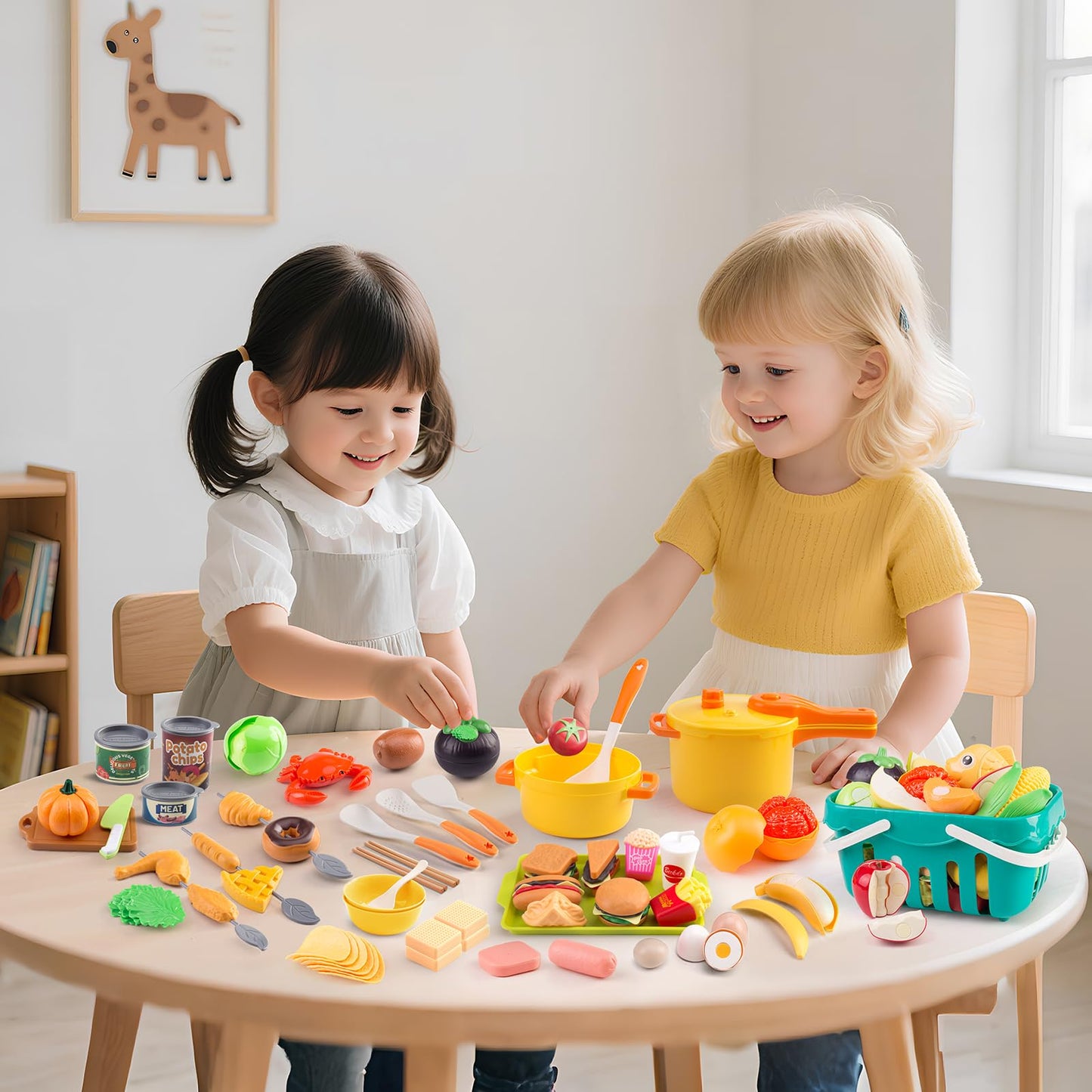 Zero Zoo 240Pcs Kids Mini Play Kitchen Set – Pans, Pots, Veggies, BBQ & Storage Basket