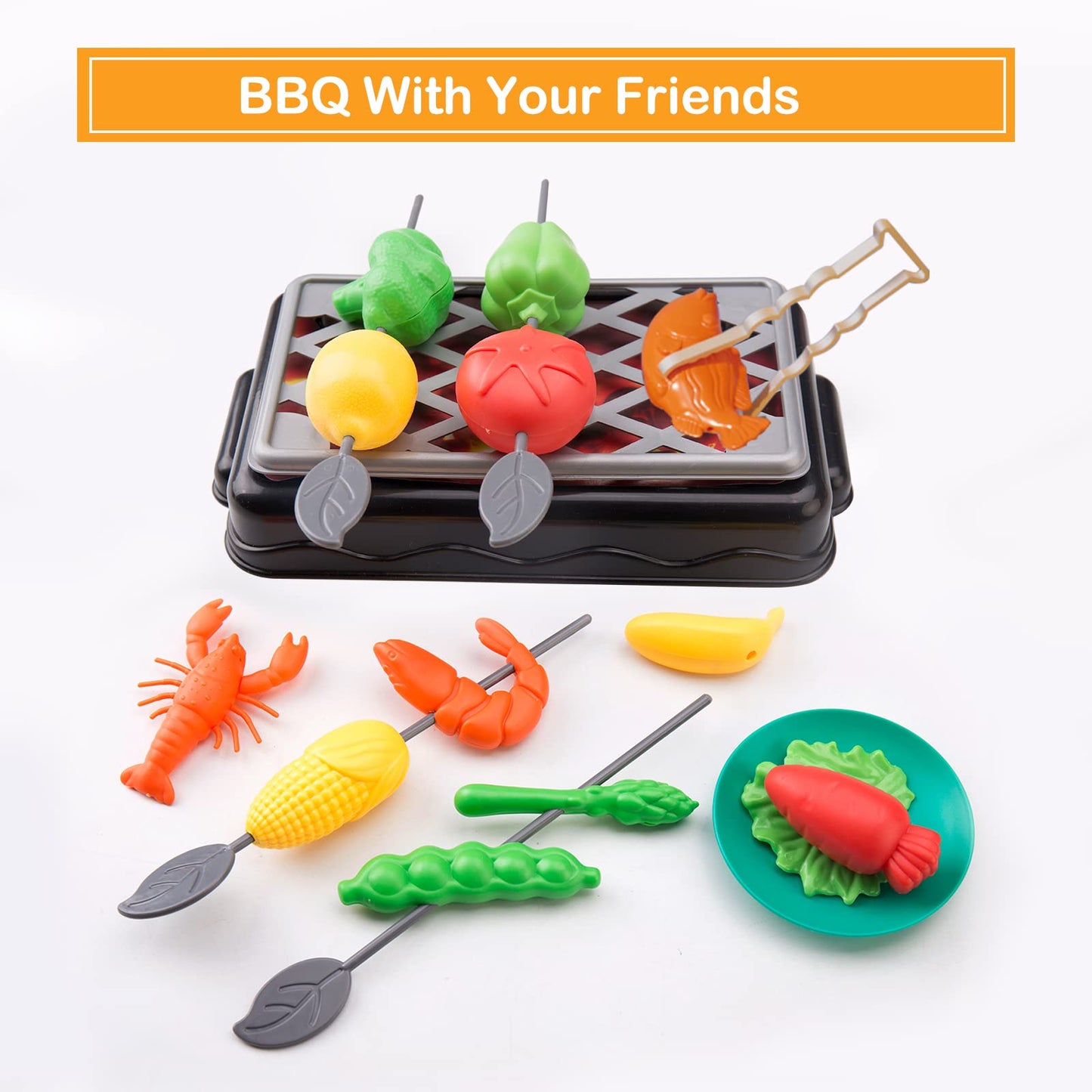 Zero Zoo 105-Piece Kids Kitchen Toy Set | Pretend Play Pots, Pans & Food