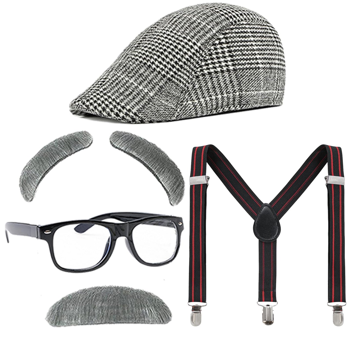 ZeroShop Old Man Costume for Kids – 100th Day of School Grandpa Outfit – 10-Piece Dress Up Set