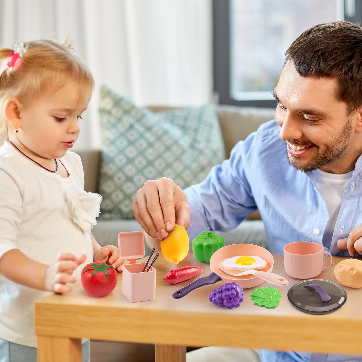 Zero Zoo 60Pcs Kids Mini Play Kitchen Accessories – Pink Cookware & Tableware Set