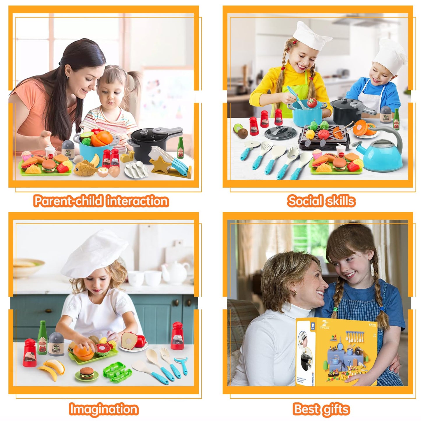 Zero Zoo 105Pcs Kids Kitchen Toy Accessories – Turquoise Pretend Play Set