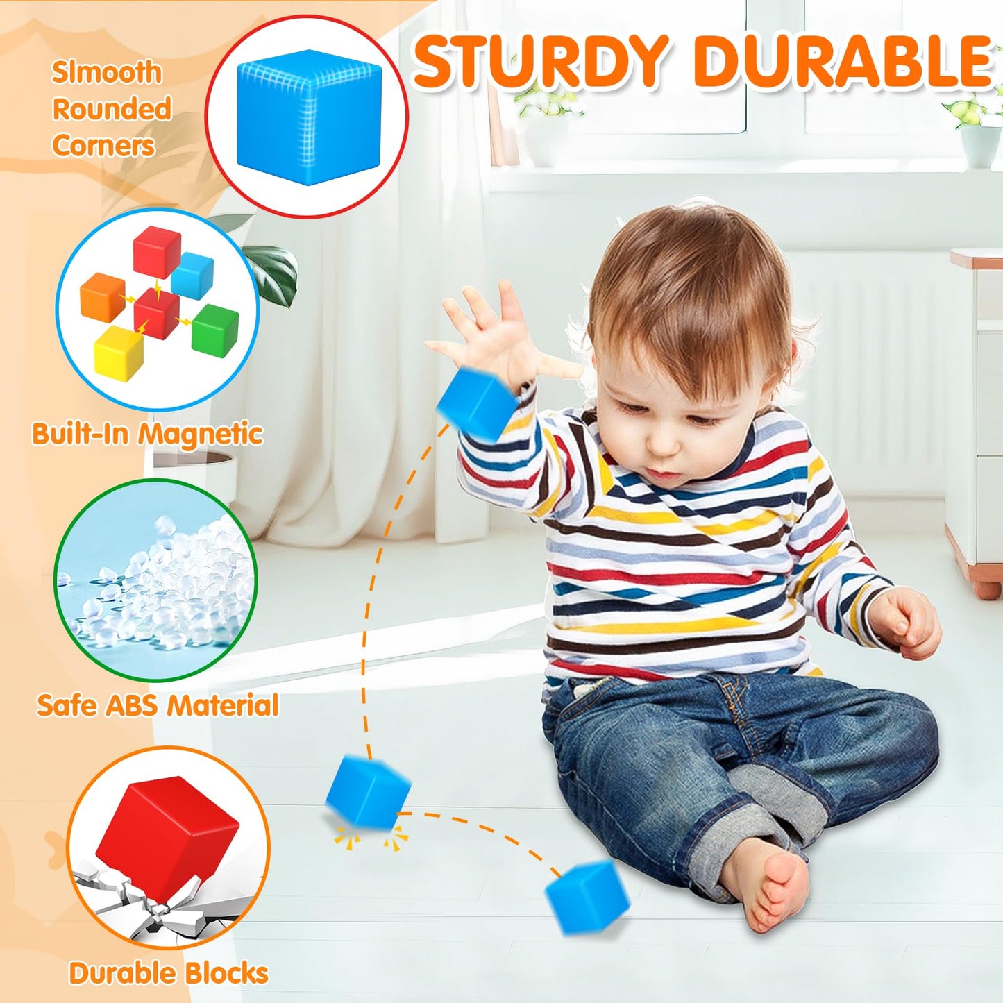 Zerxona Magnetic Blocks 1.41in 28 Pcs – Large STEM Building Toy for Ages 3-8