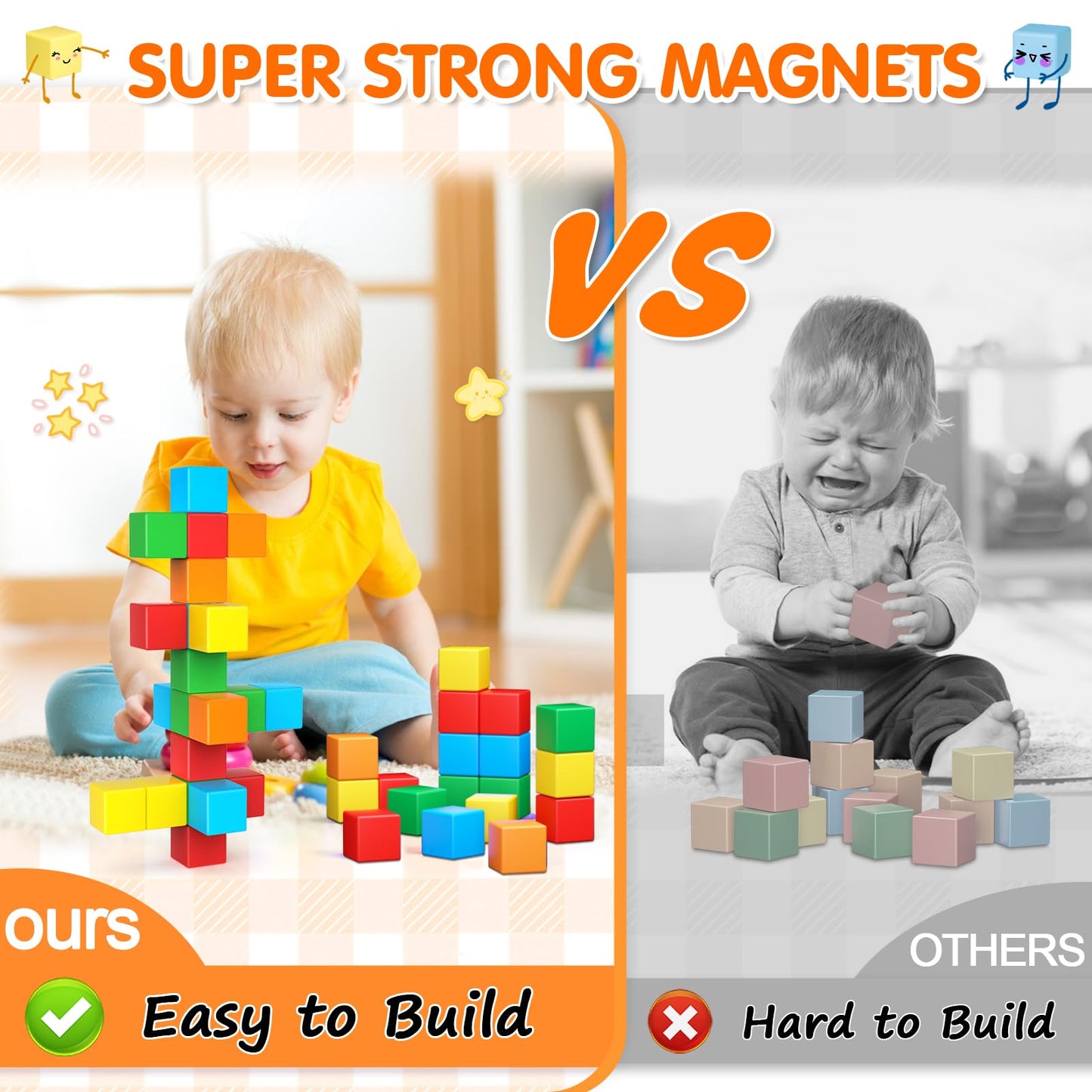 Zerxona Magnetic Blocks 1.41in 28 Pcs – Large STEM Building Toy for Ages 3-8