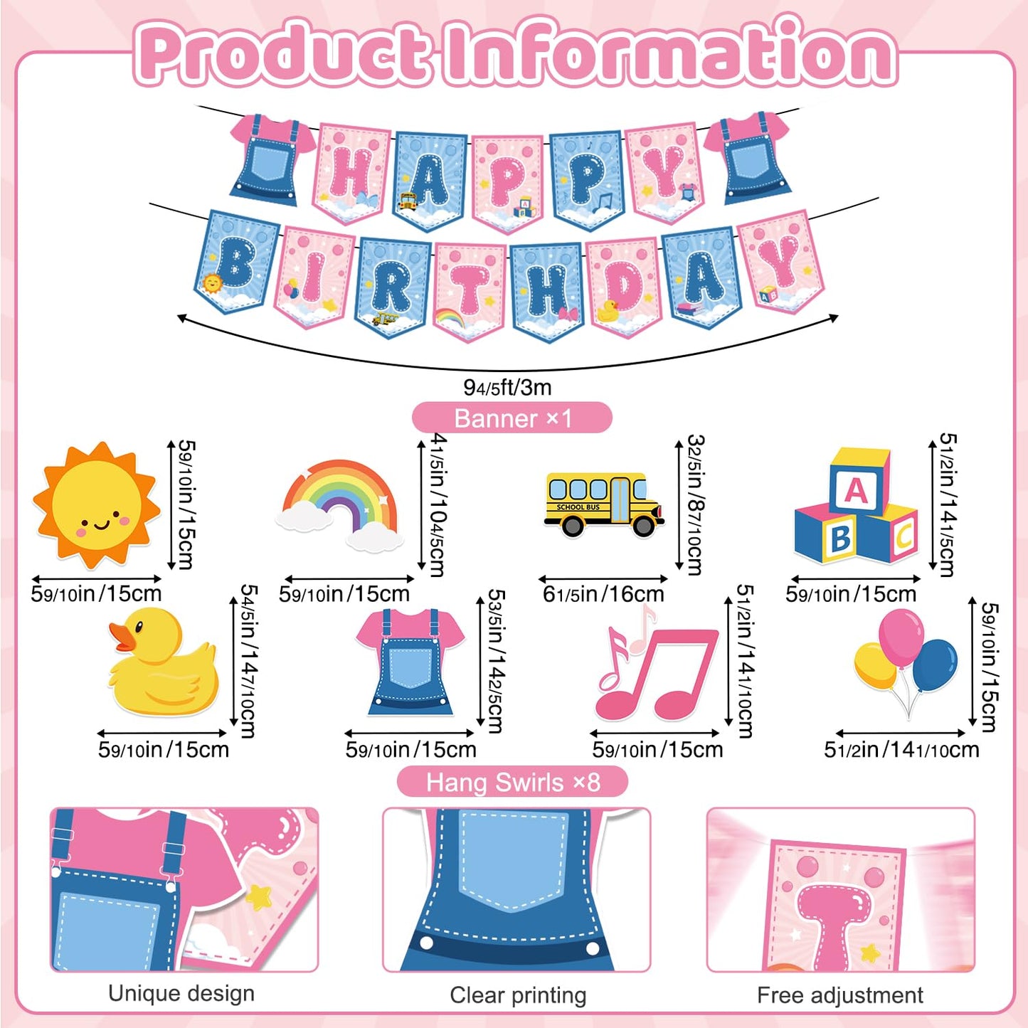 Zestoluxe 45 Pcs English Teacher Birthday Decorations – Pre-Assembled Cartoon Party Kit