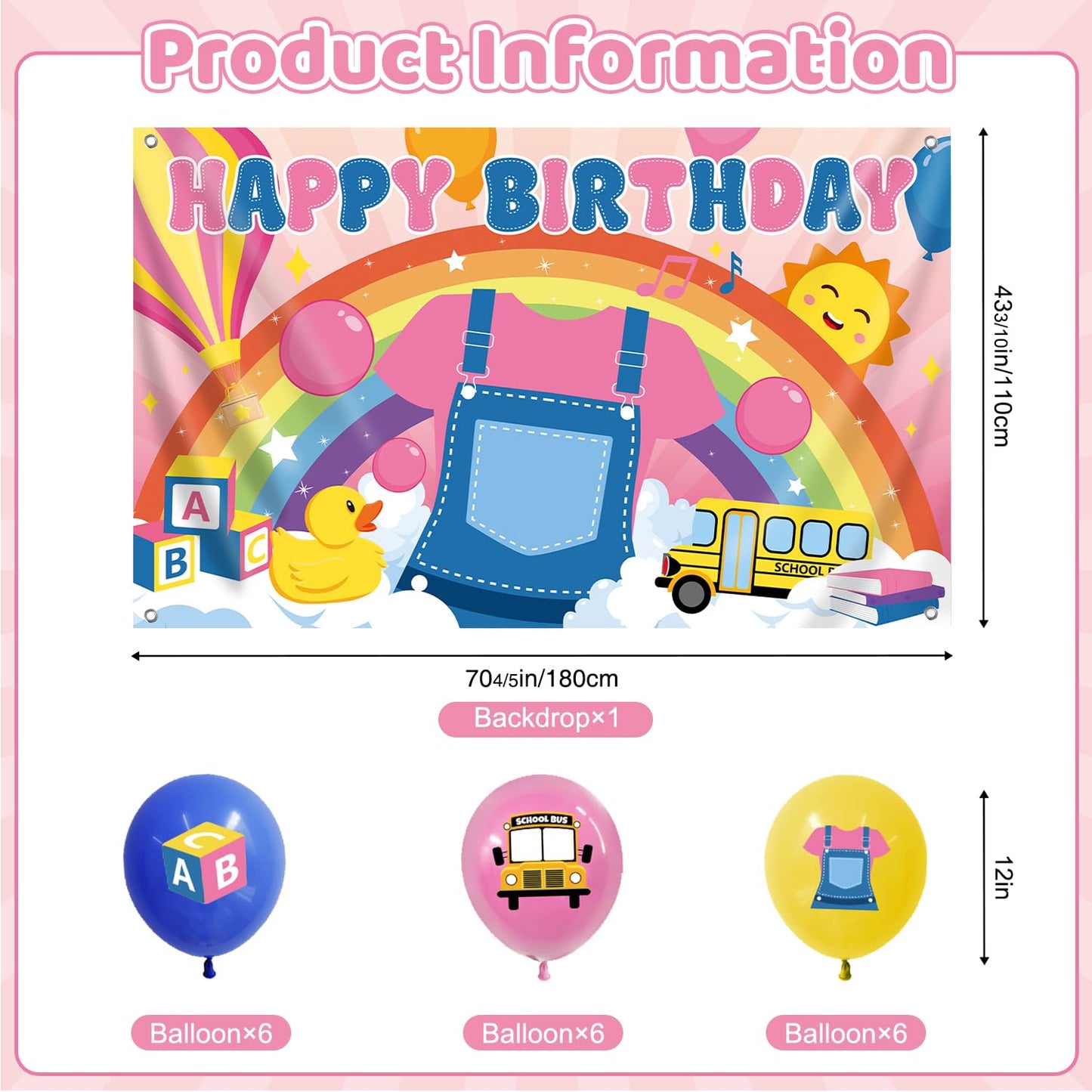 Zestoluxe 45 Pcs English Teacher Birthday Decorations – Pre-Assembled Cartoon Party Kit
