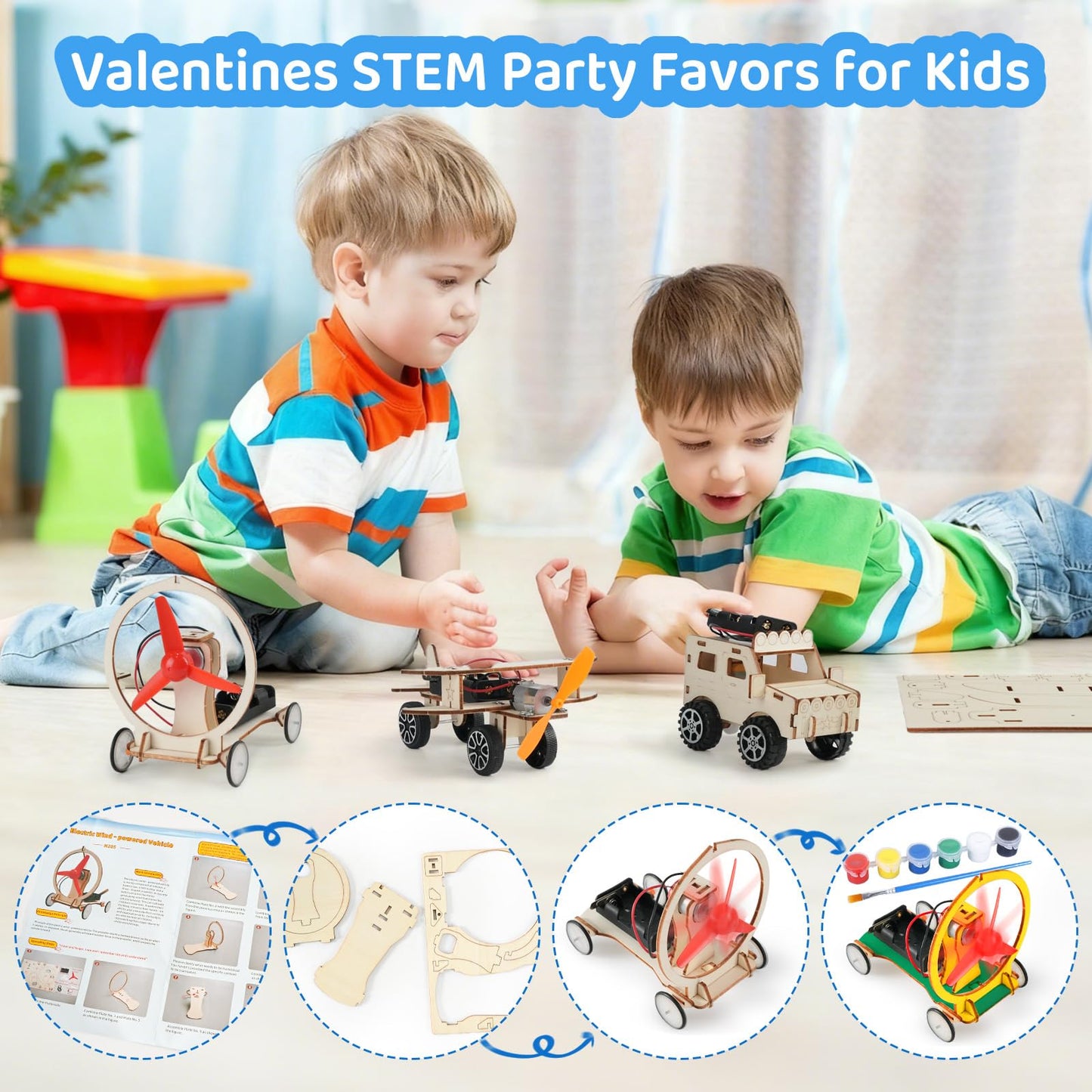 Zesua 24-Pack Valentines Day STEM Kits for Kids – DIY Science Crafts & Cards