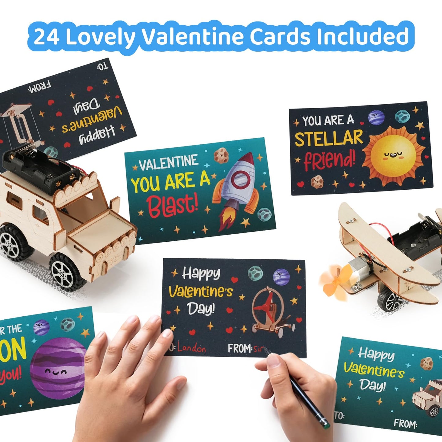 Zesua 24-Pack Valentines Day STEM Kits for Kids – DIY Science Crafts & Cards