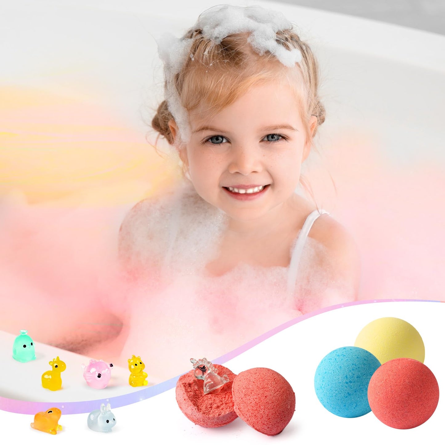 Valentine's Day Gifts for Kids – 24 Bath Bombs with Surprises + Cards | Zesua