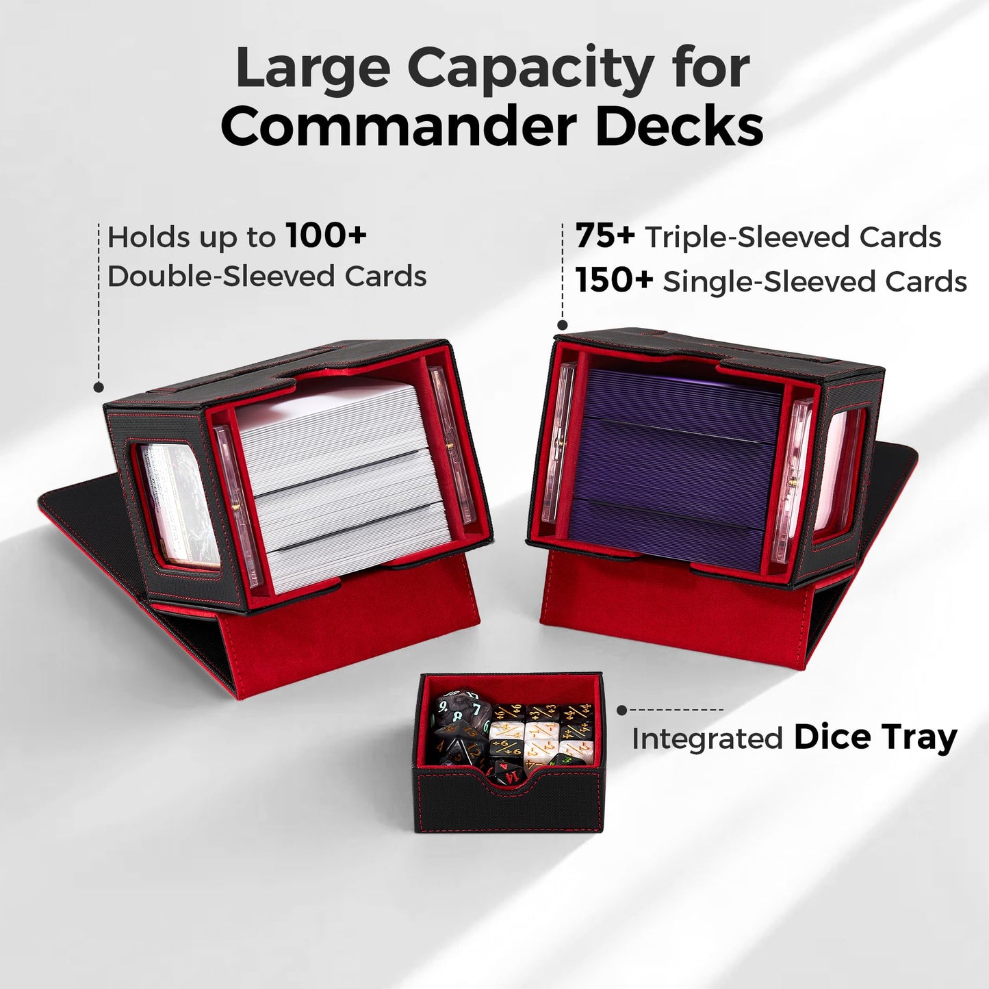 Zettokete MTG Commander Deck Box – Dual Display Windows, 100+ Cards, Dice Tray, Magnetic Closure