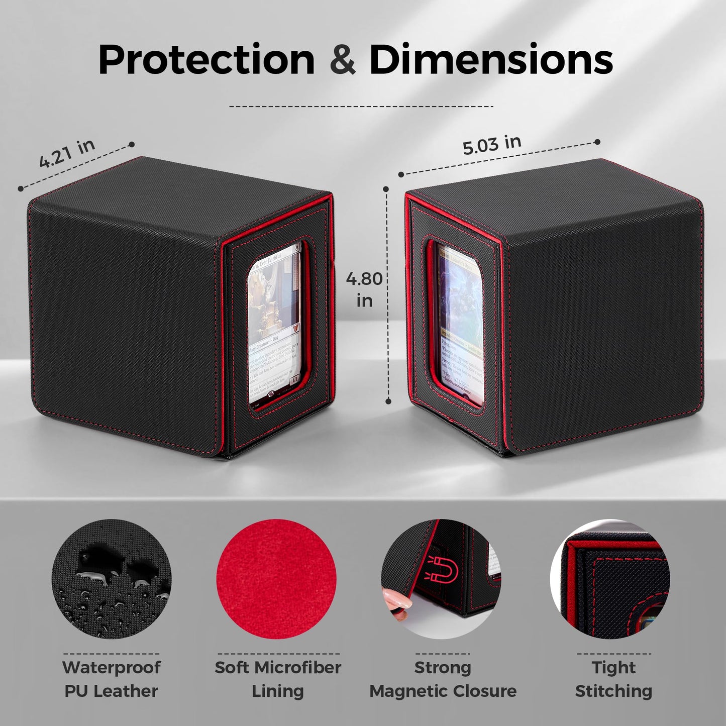 Zettokete MTG Commander Deck Box – Dual Display Windows, 100+ Cards, Dice Tray, Magnetic Closure