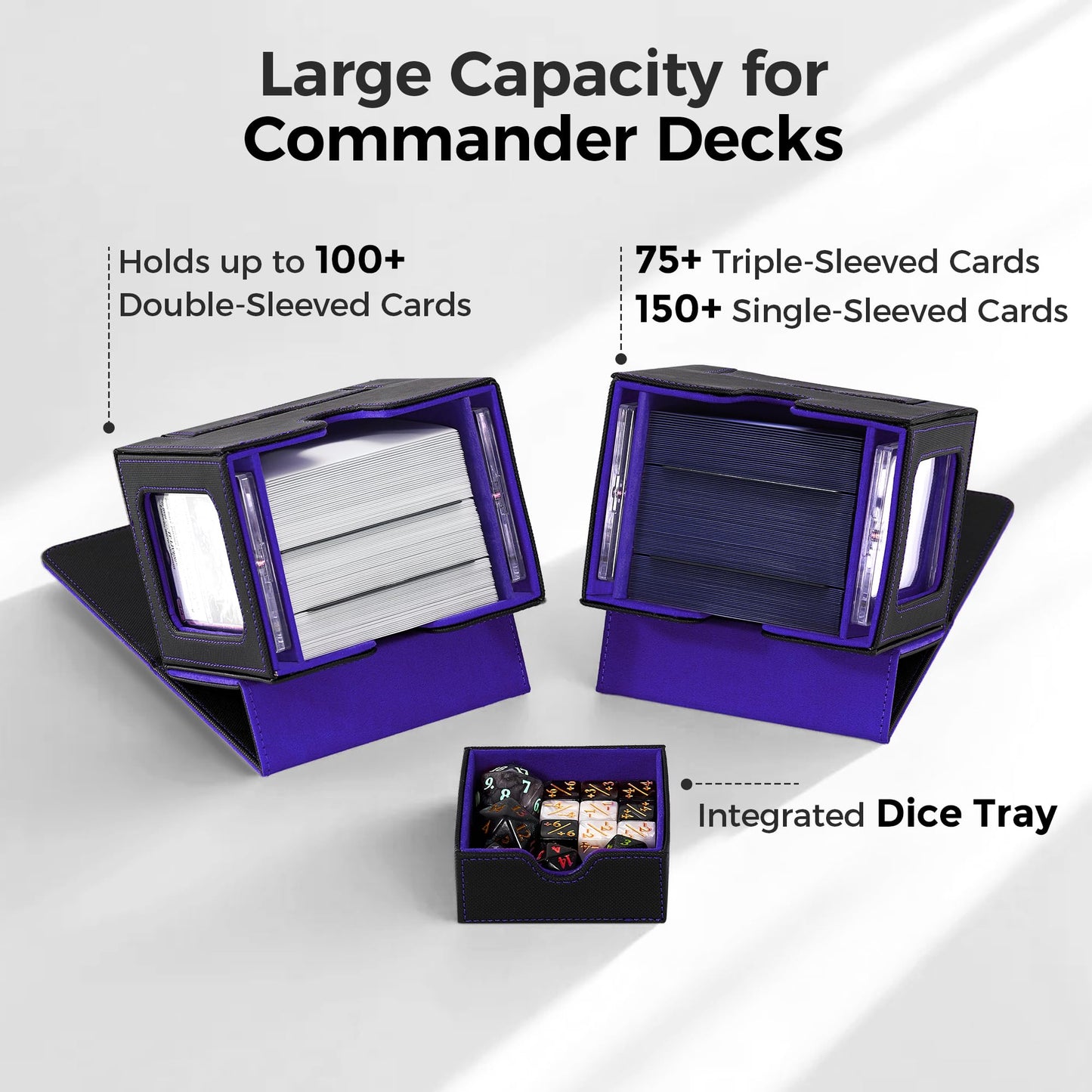 Zettokete MTG Commander Deck Box – Patented Dual Display Windows, 100+ Cards, Dice Tray