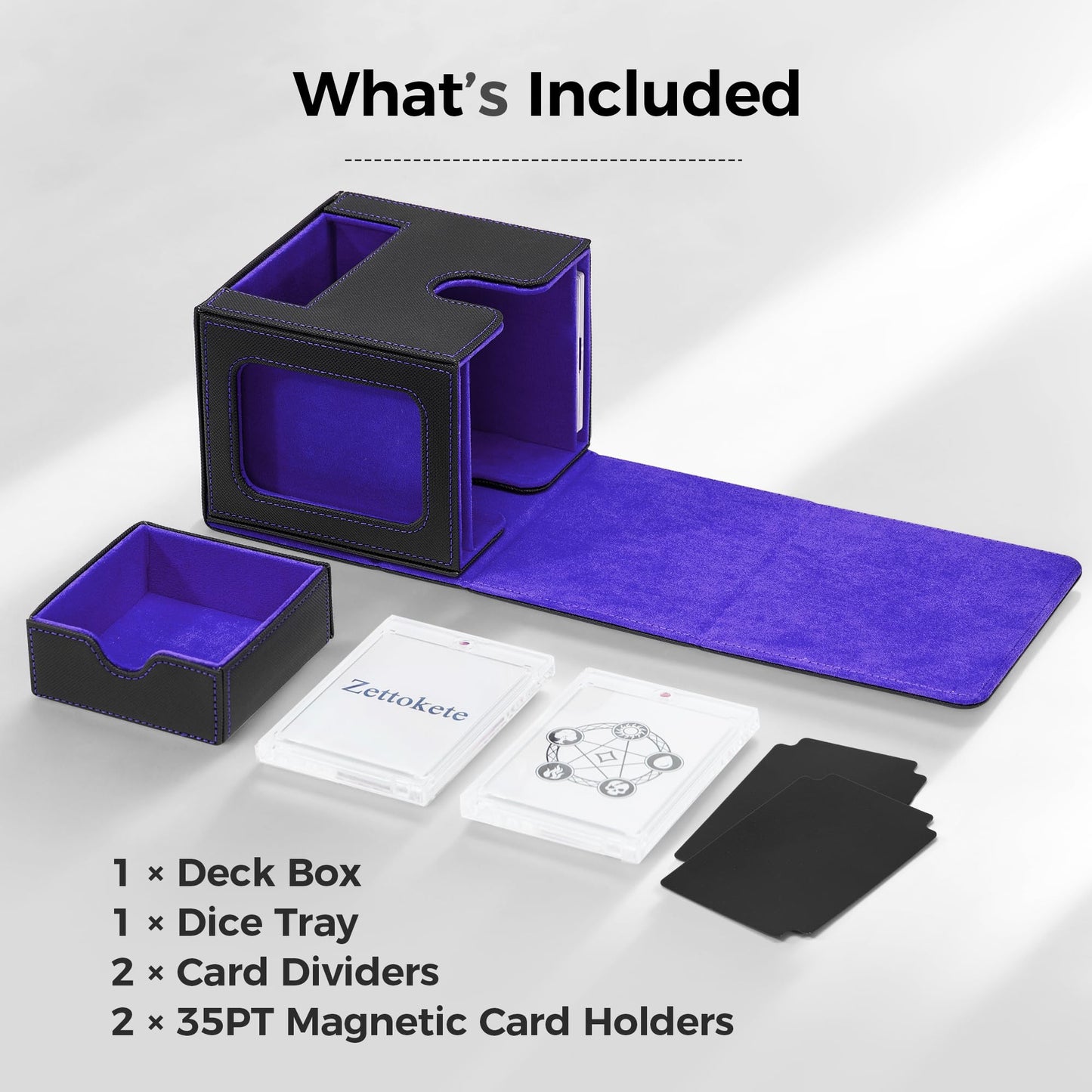 Zettokete MTG Commander Deck Box – Patented Dual Display Windows, 100+ Cards, Dice Tray