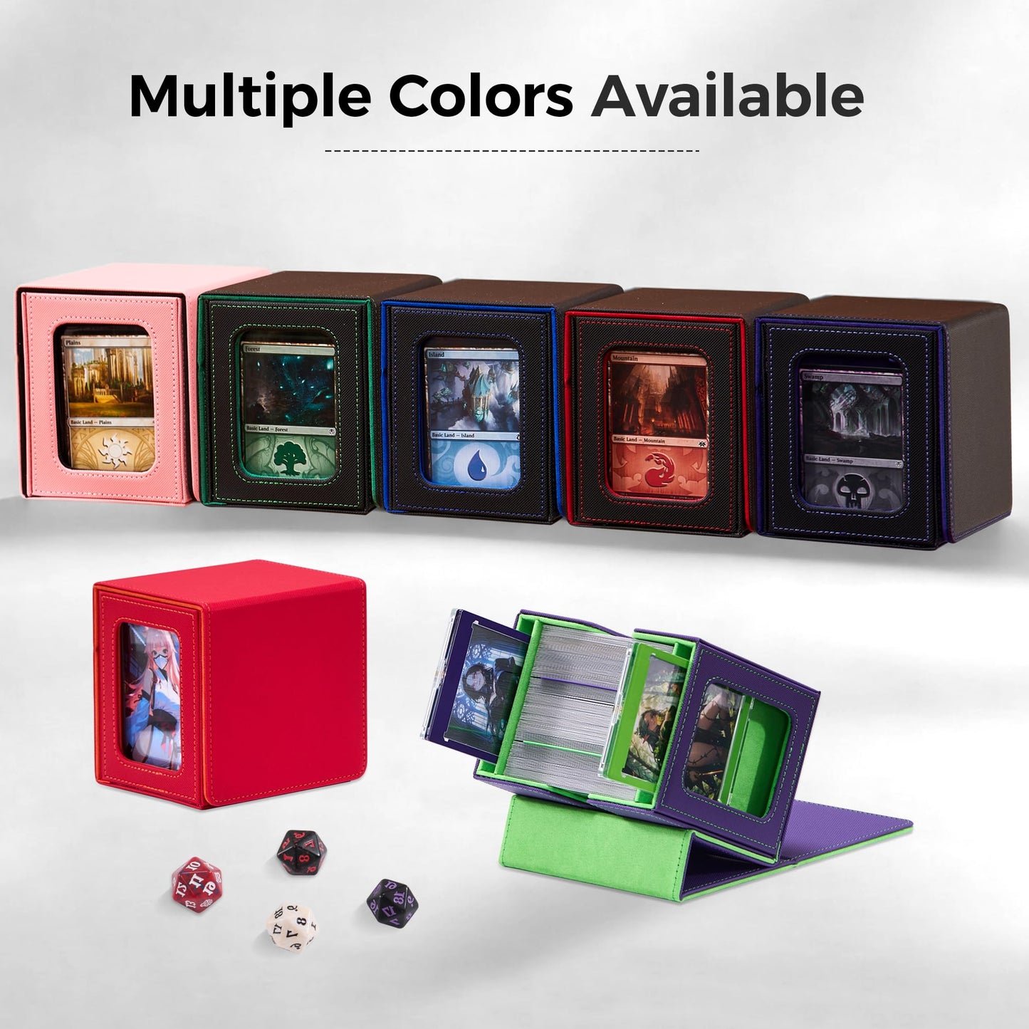 Zettokete MTG Commander Deck Box – Patented Dual Display Windows, 100+ Cards, Dice Tray
