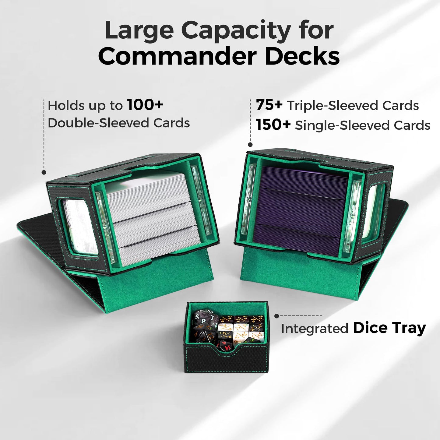 Zettokete MTG Commander Deck Box – Patented Dual Display Windows, 100+ Card Capacity, Dice Tray