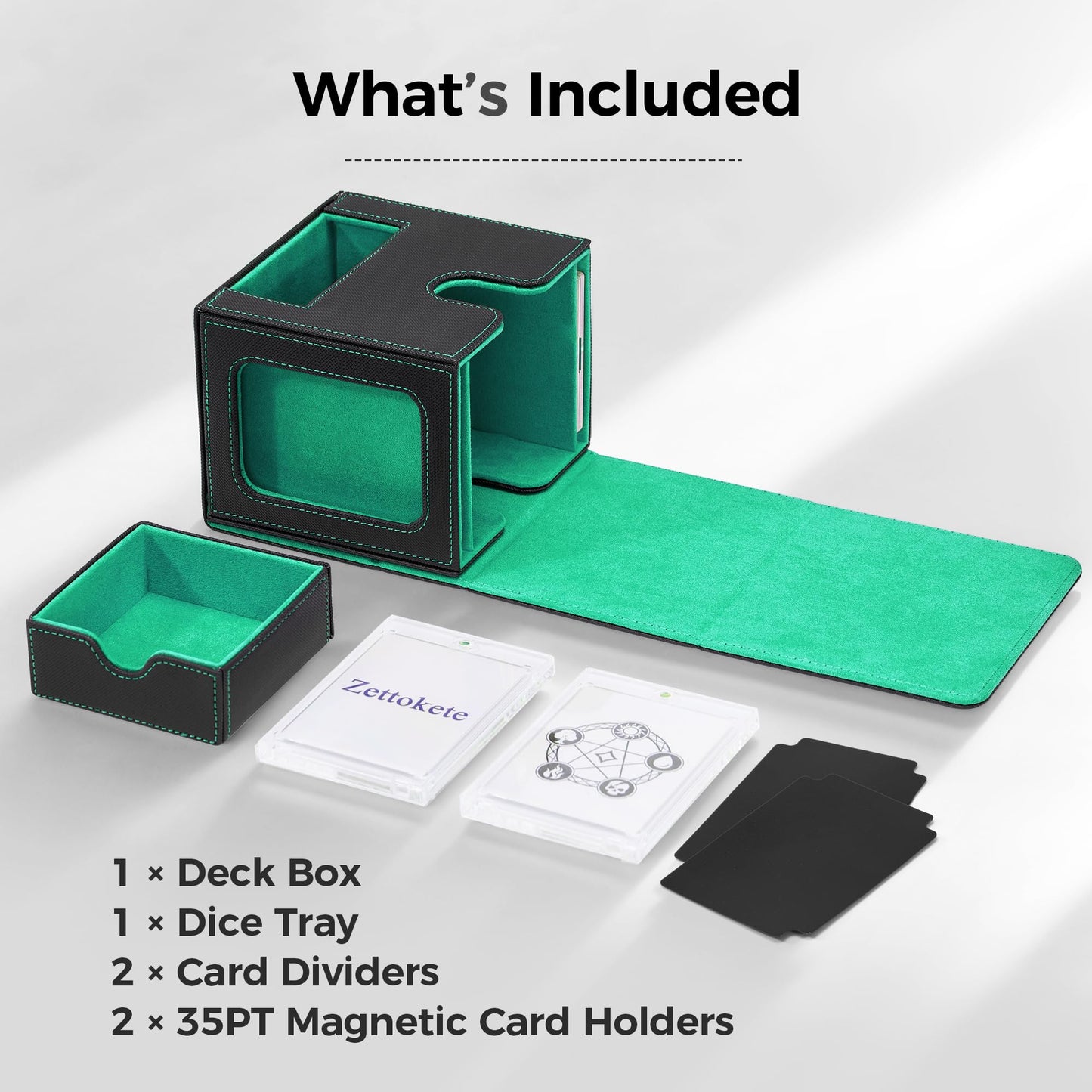 Zettokete MTG Commander Deck Box – Patented Dual Display Windows, 100+ Card Capacity, Dice Tray