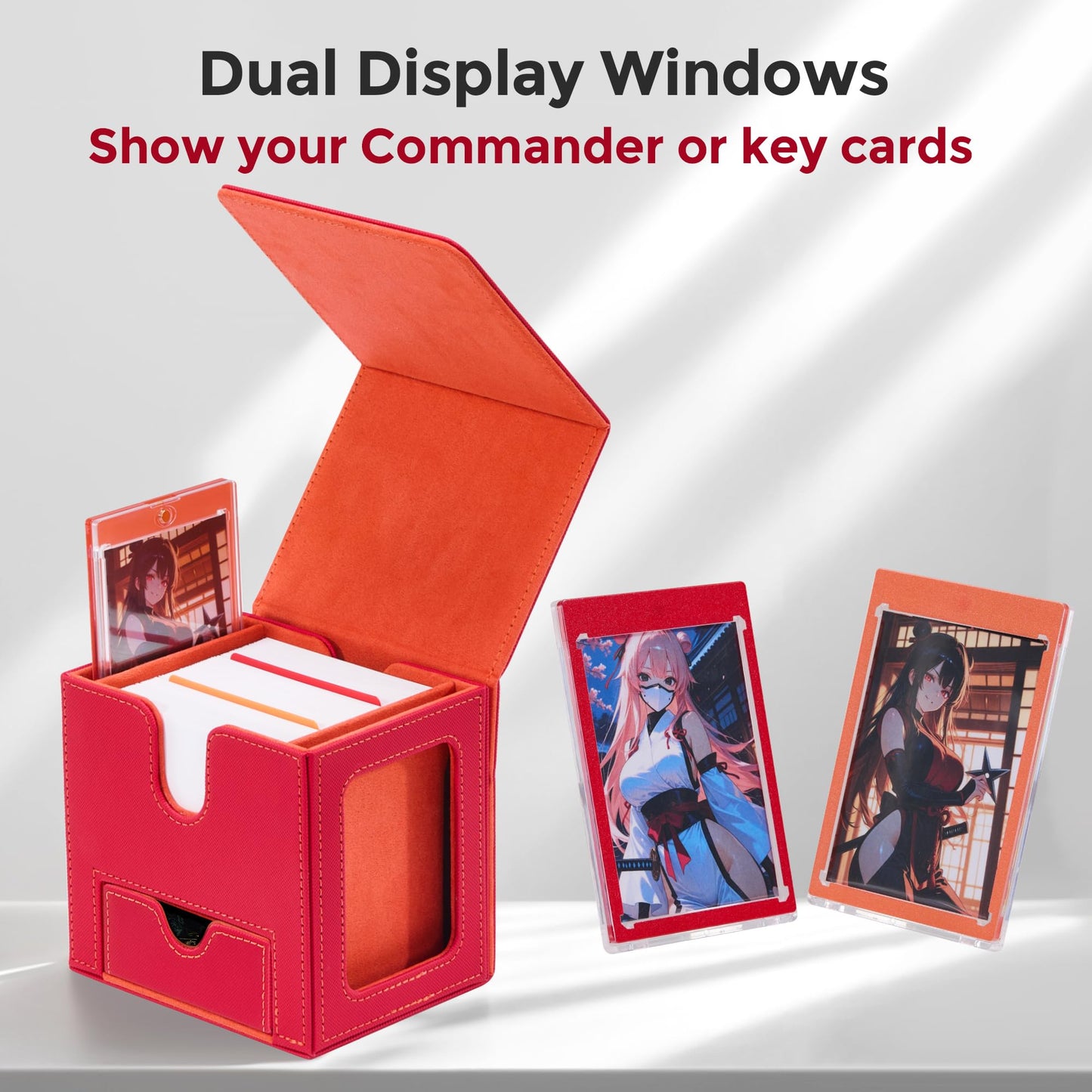 Zettokete MTG Commander Deck Box – Patented Dual Display Windows, 100+ Sleeved Cards