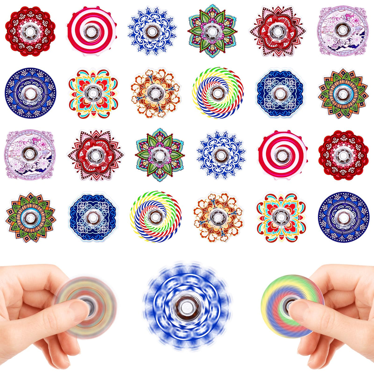 ZEZUCUN 24 Pack Fidget Spinners Bulk – Mini Spin Toys for Kids & Adults, Party Favors & Classroom Prizes