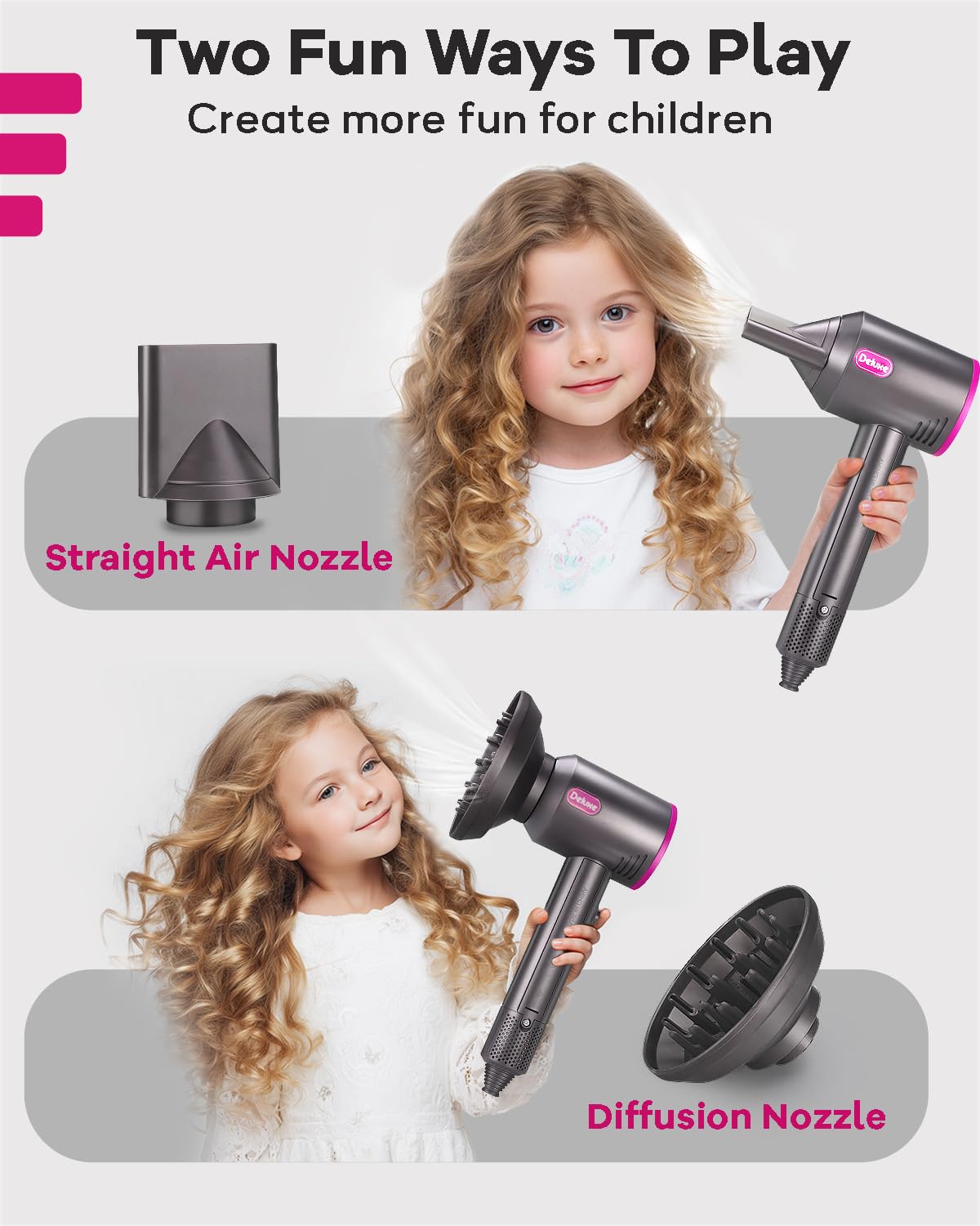 ZFSZSY Hair Salon Toy Kit for Girls – Realistic Dryer, Curling Iron & Styling Set with Sound