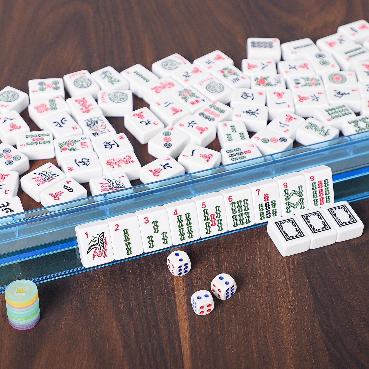 ZGME American Mahjong Set — 166 Tiles, Brown Bag, 4 All-In-One Pushers & Racks
