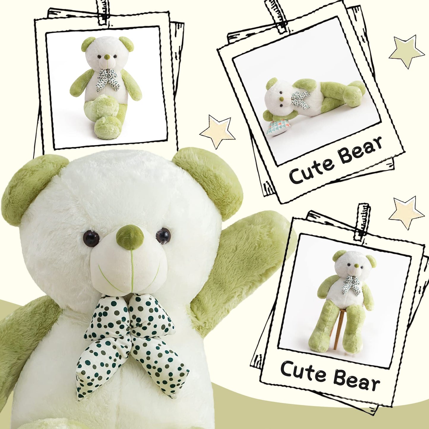 ZGXIONG Giant 4-Foot Green Teddy Bear | Extra Large Plush Toy for Kids, Gifts, and Home Decor