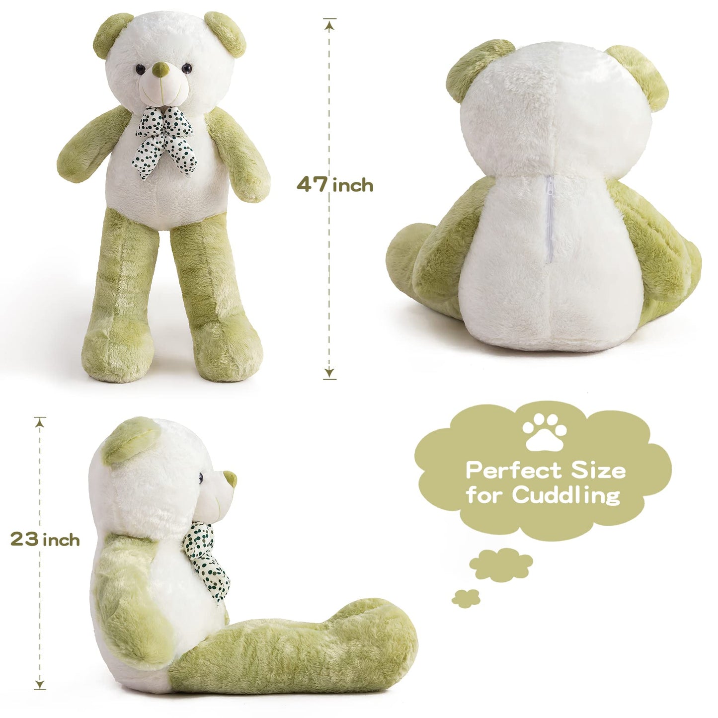 ZGXIONG Giant 4-Foot Green Teddy Bear | Extra Large Plush Toy for Kids, Gifts, and Home Decor