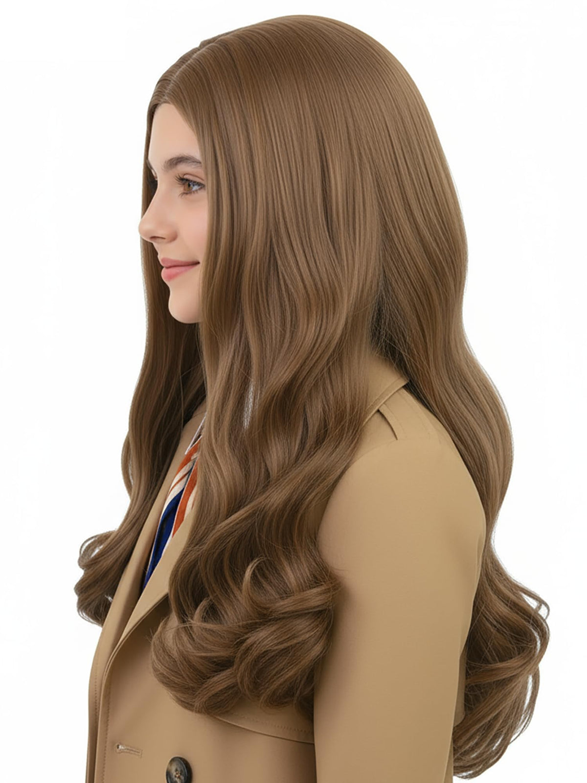 ZGXYZXMY Brown Wig for Girls – Long Wavy Middle Part, Synthetic Cosplay Wig