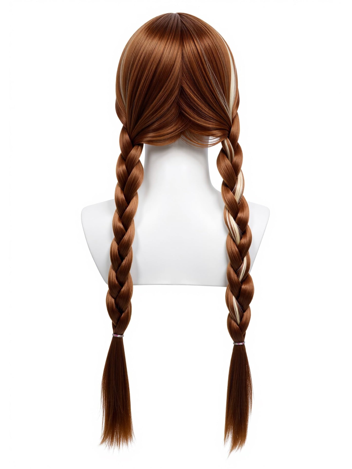 ZGXYZXMY Girls Brown Braided Wig with Bangs – Twin Ponytail Princess Wig with Crown & Accessories