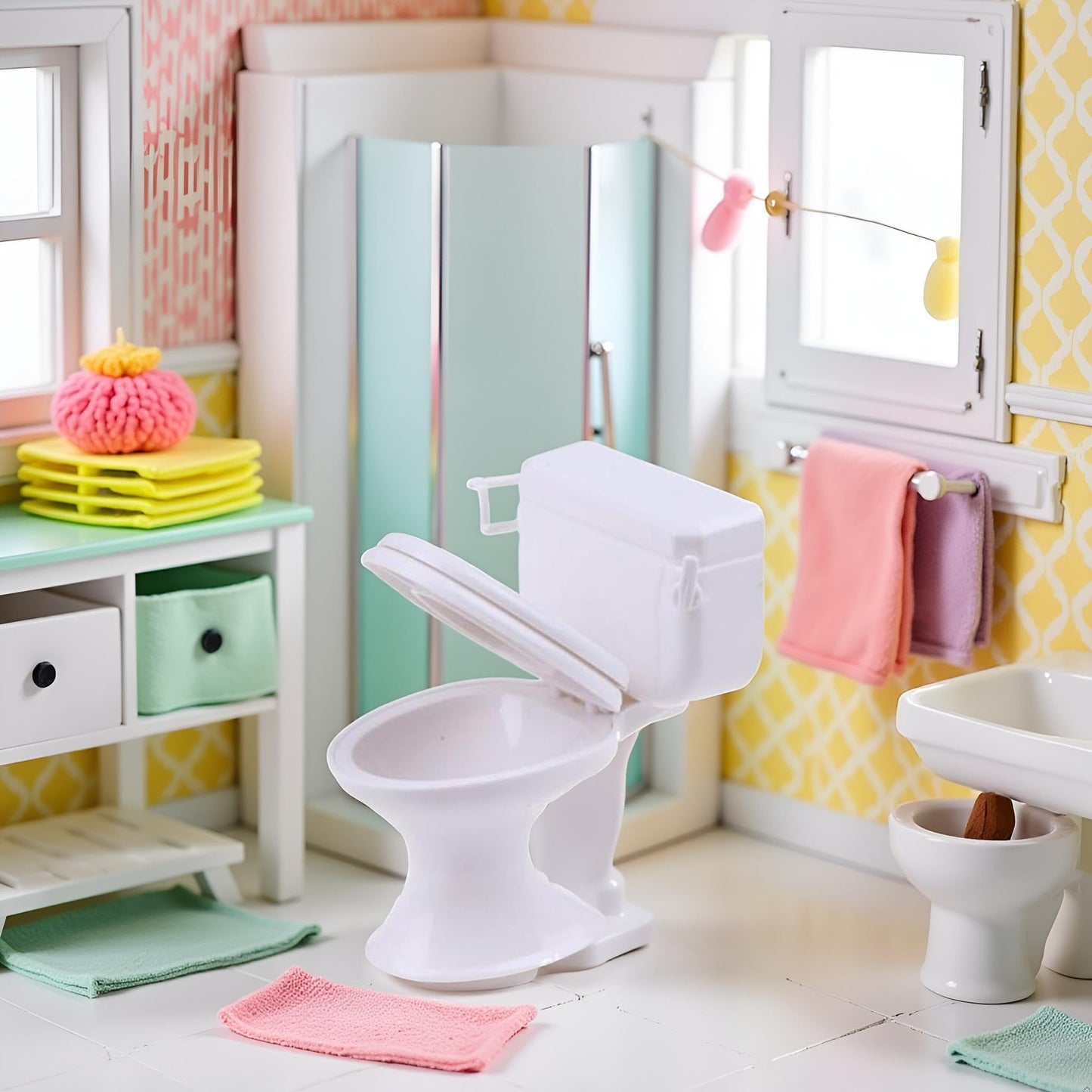 ZhangyiHot White 1:12 Mini Toilet – Dollhouse Bathroom Decoration & Cake Topper