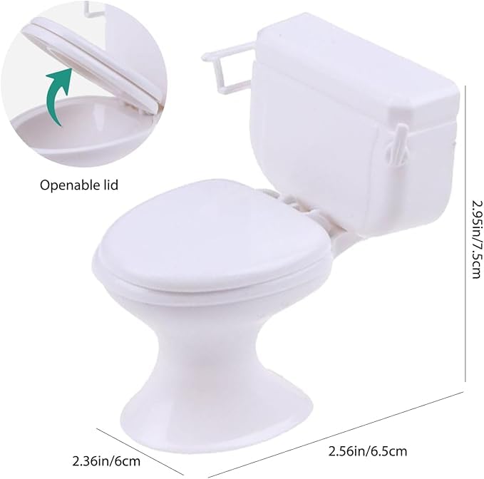 ZhangyiHot White 1:12 Mini Toilet – Dollhouse Bathroom Decoration & Cake Topper