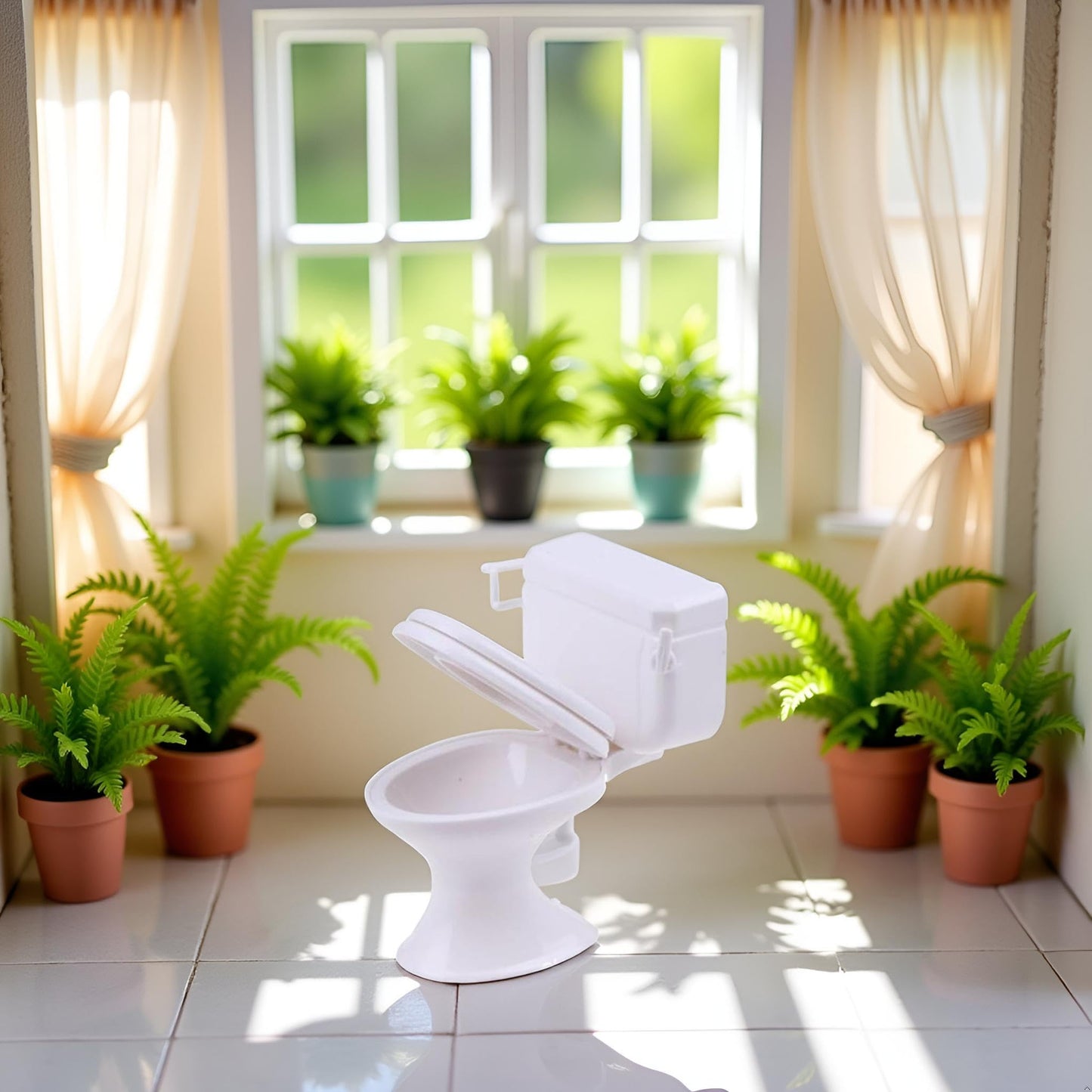 ZhangyiHot White 1:12 Mini Toilet – Dollhouse Bathroom Decoration & Cake Topper