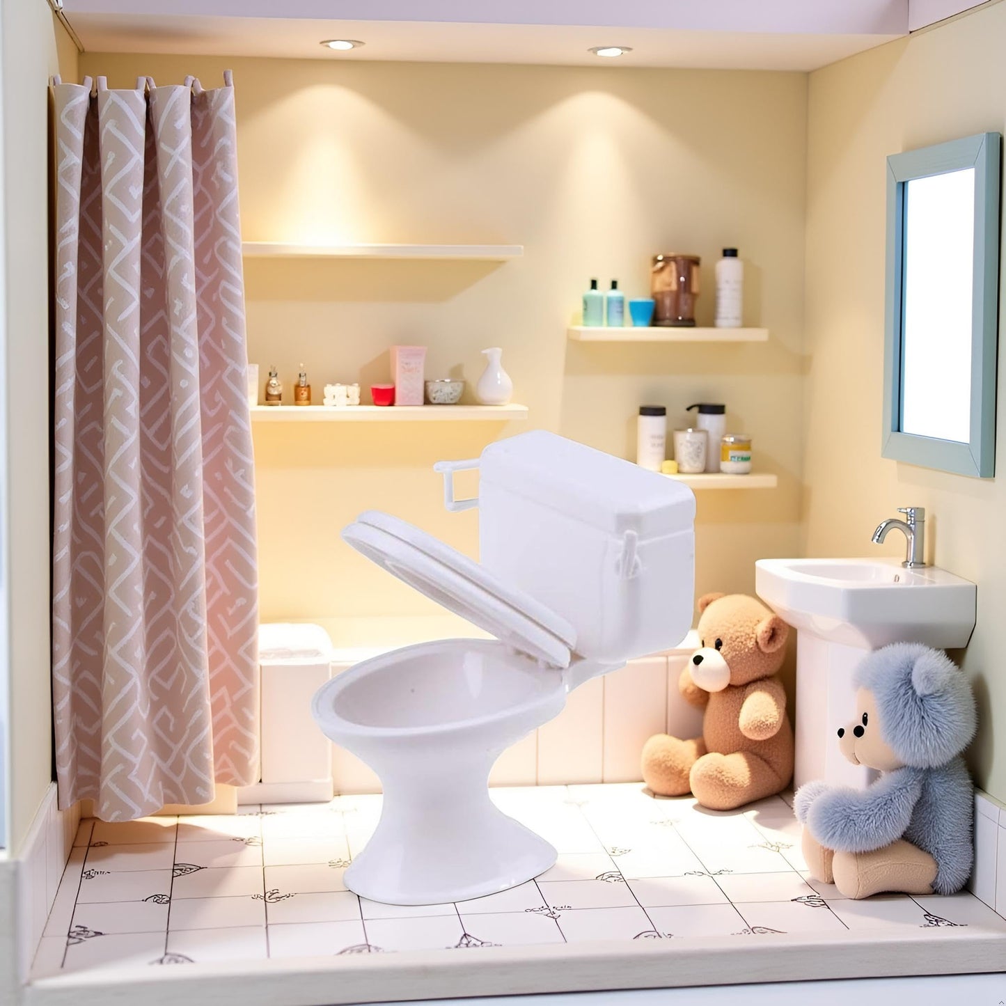 ZhangyiHot White 1:12 Mini Toilet – Dollhouse Bathroom Decoration & Cake Topper