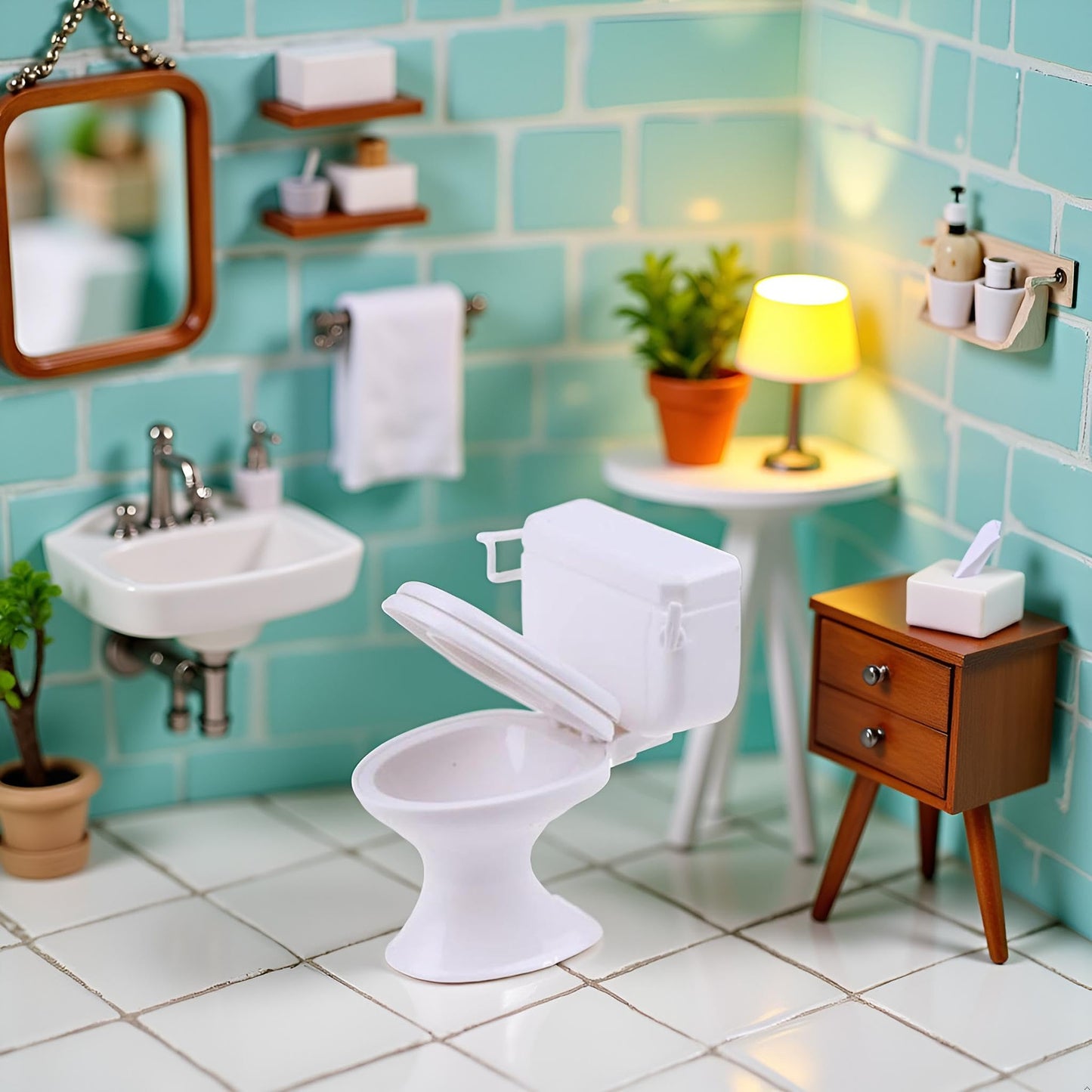ZhangyiHot White 1:12 Mini Toilet – Dollhouse Bathroom Decoration & Cake Topper