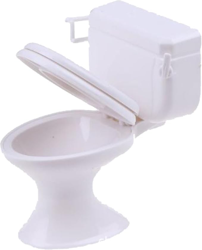 ZhangyiHot White 1:12 Mini Toilet – Dollhouse Bathroom Decoration & Cake Topper