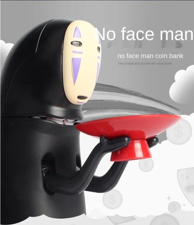 Zhanjiadm No Face Coin Bank – Auto Eating Piggy Bank for Kids (Black)