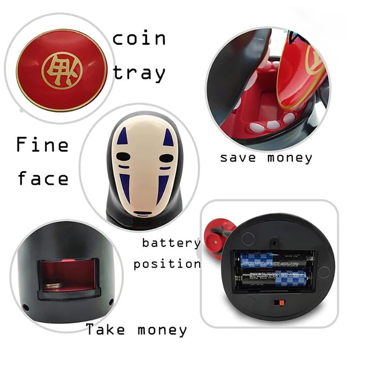 Zhanjiadm No Face Coin Bank – Auto Eating Piggy Bank for Kids (Black)