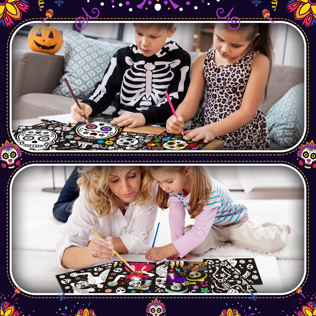Zhanmai 30 Pcs Color Your Own Day of the Dead Posters – DIY Kids Crafts