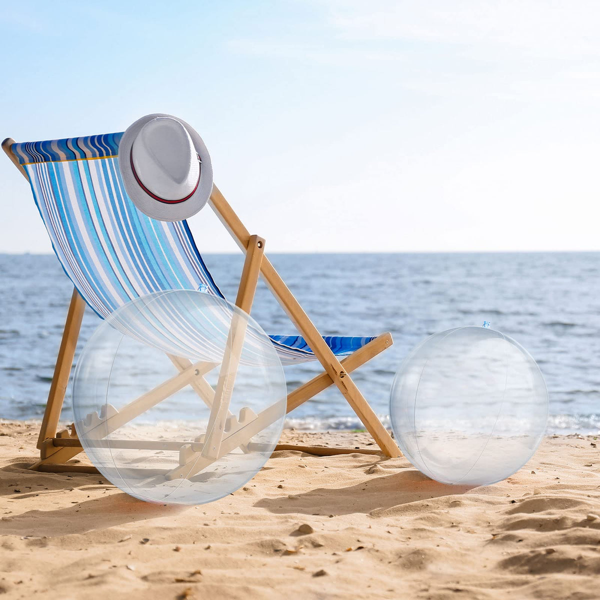 Zhanmai 8 Pcs Inflatable Clear Beach Balls – 16" & 24" for Beach & Pool Parties
