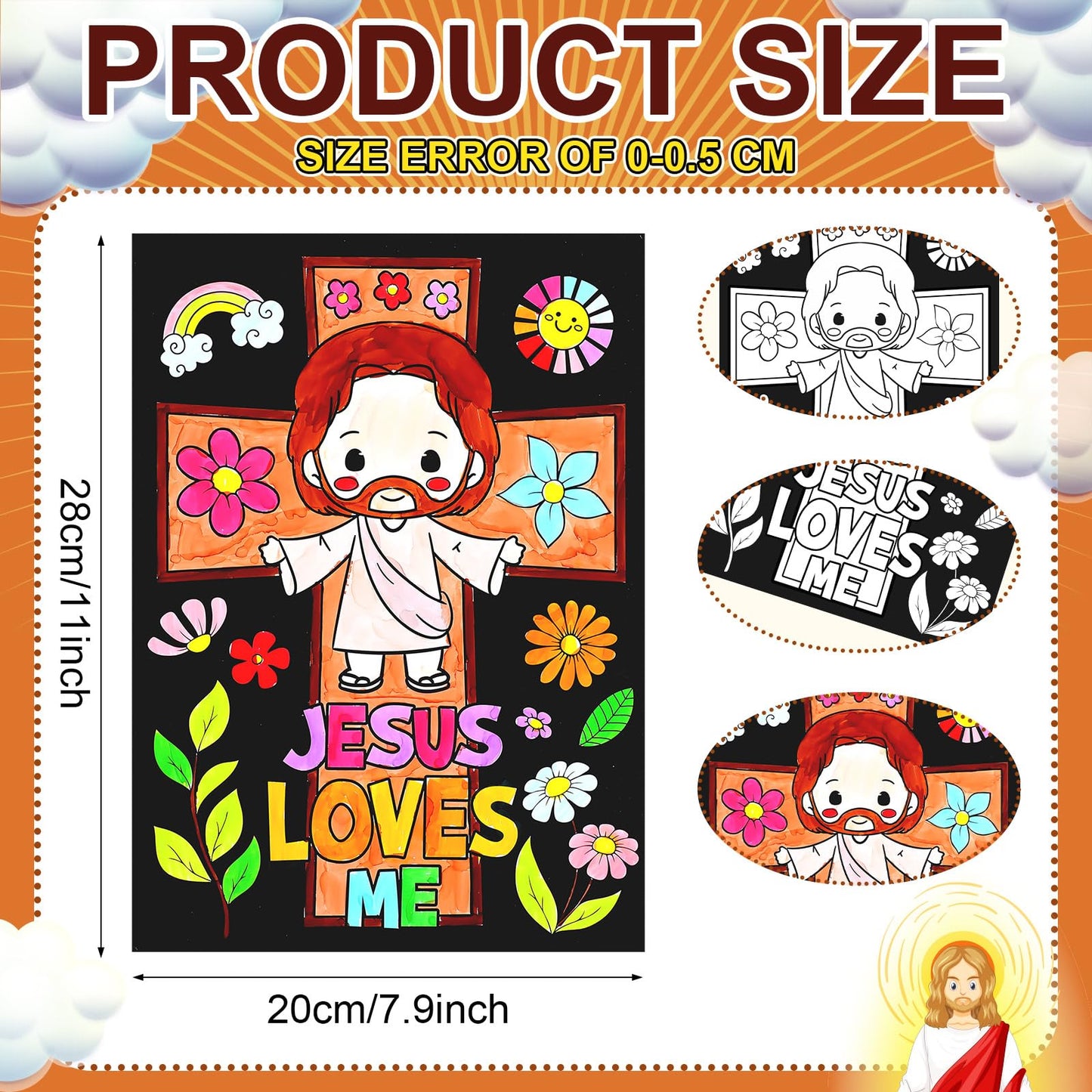 Zhanmai 30 Pcs Religious Coloring Posters – Jesus Loves Me Color-Your-Own Christian Cross Art