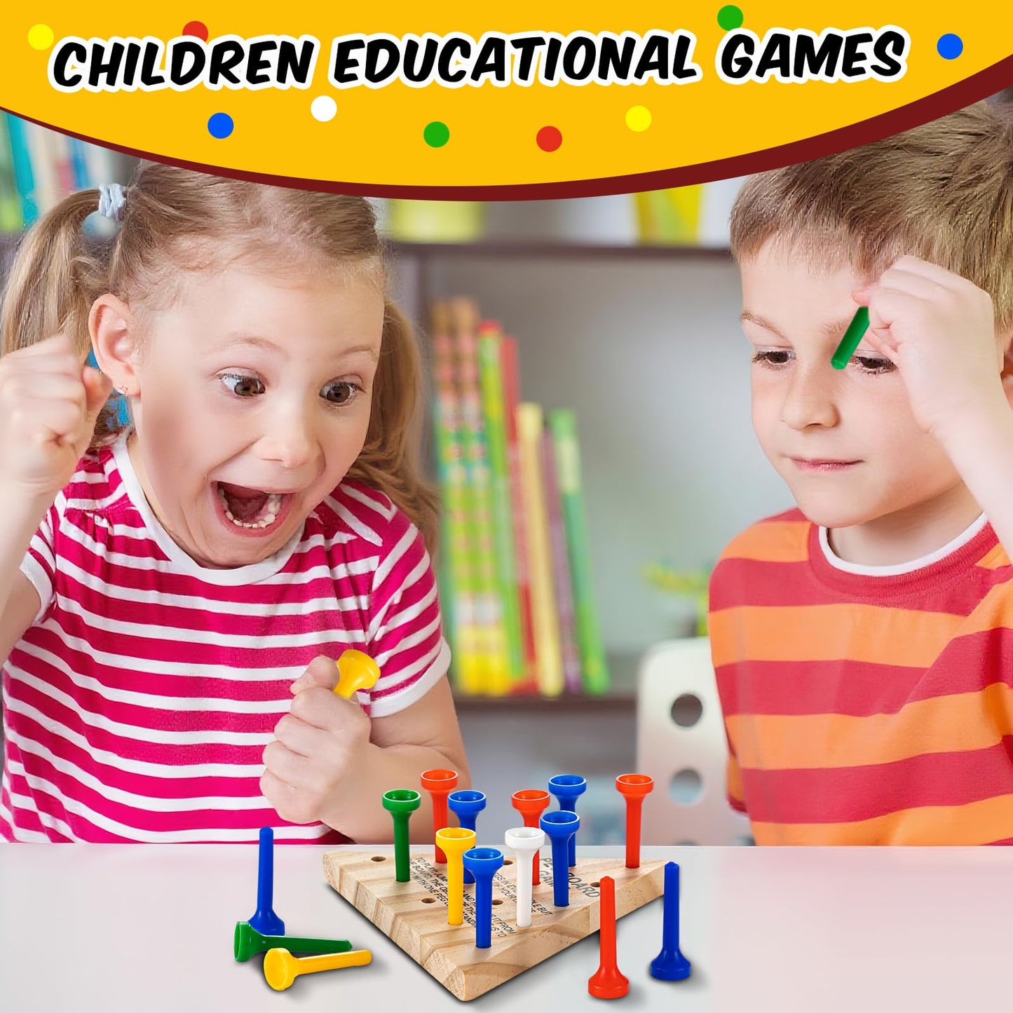 Zhanmai Wooden Triangle Peg Game – 3 Sets | Portable Educational Strategy Toy