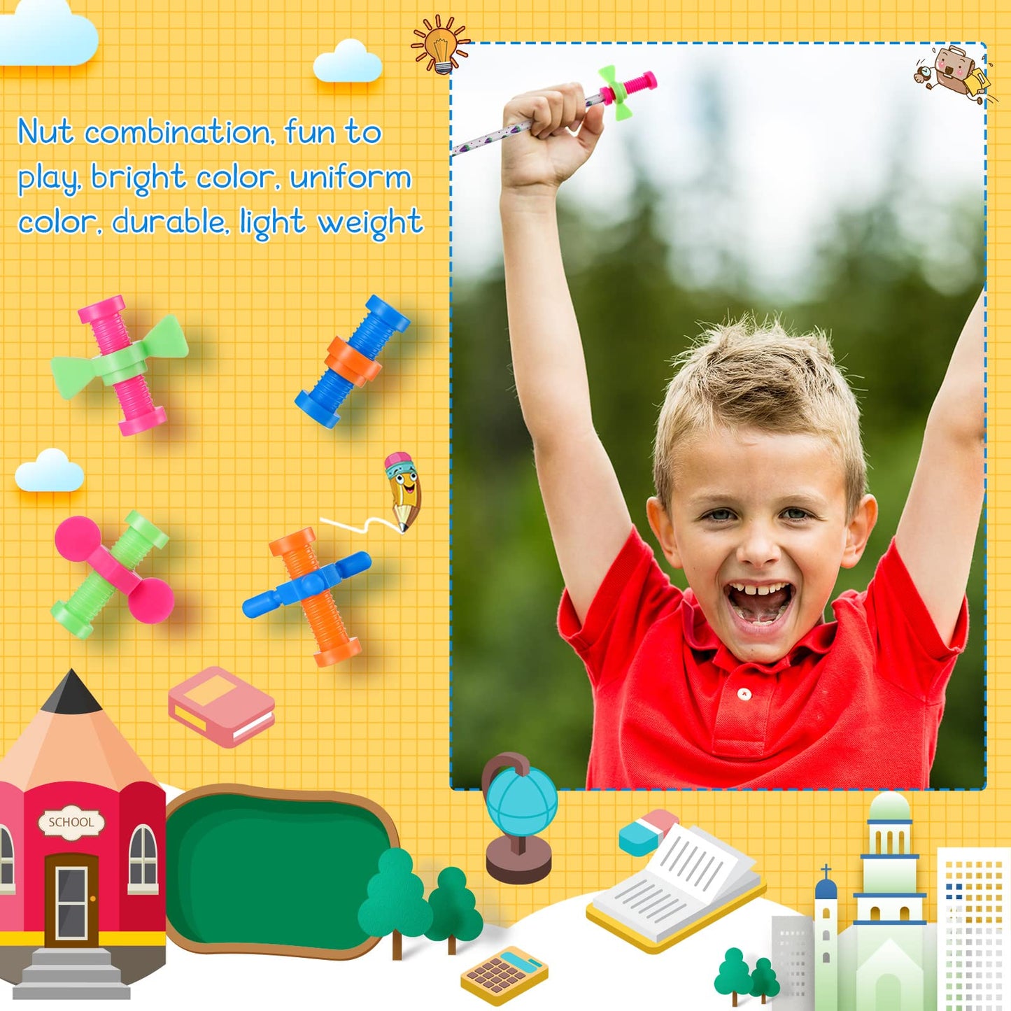 Zhanmai Fidget Pencil Toppers — 36 Colorful Plastic Spinners for Focus and Calm
